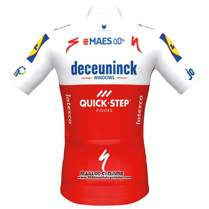 2020 Maillot Ciclismo Deceuninck Quick Step Blanc Rouge Manches Courtes et Cuissard